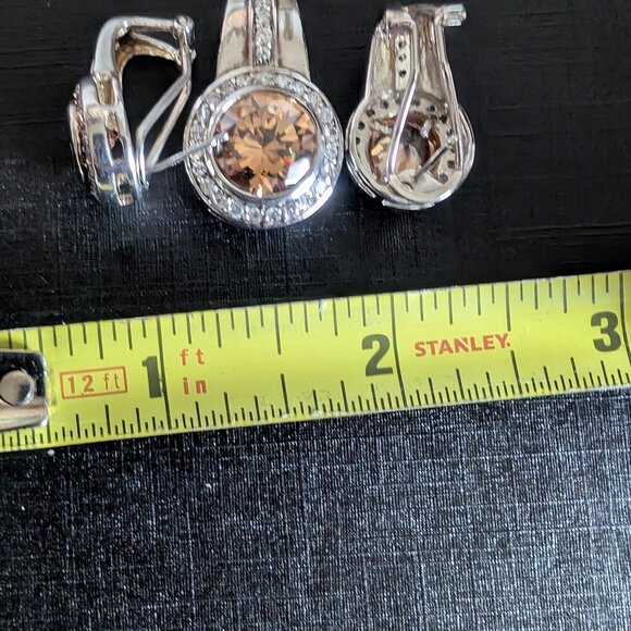 Sterling Silver Peach topaz earrings and pendant - Picture 8 of 8